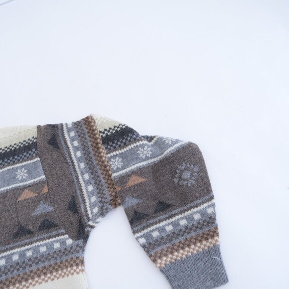 VTG Marks & Spencer By St Michael Blue Taupe Geometric Shape Crewneck Sweater M - Picture 4 of 10